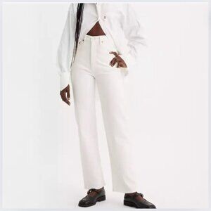 Levi’s Premium Ribcage Straight Ankle Jeans White Cotton High Rise Button Fly